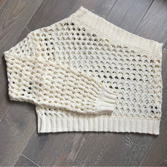 Mauve by Anthropologie One-Shoulder Crochet Layer top in cream NWOT - Picture 16 of 16